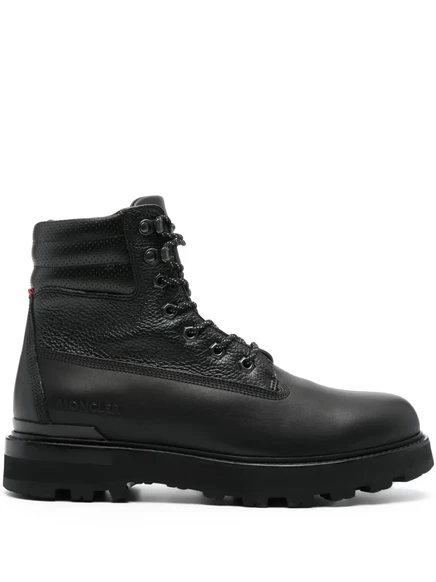 Кожаные ботинки Moncler Peka на шнуровке black