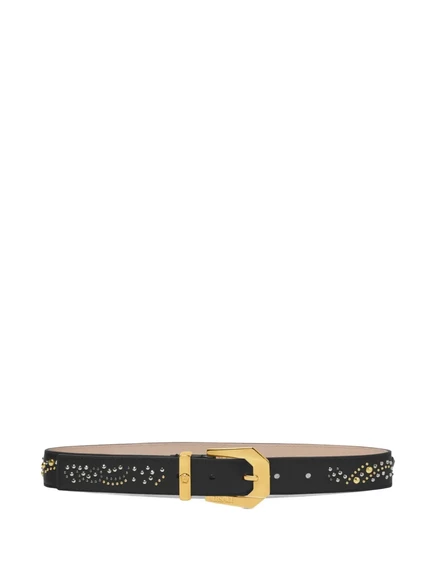 Кожаный ремень Versace, украшенный кристаллами black