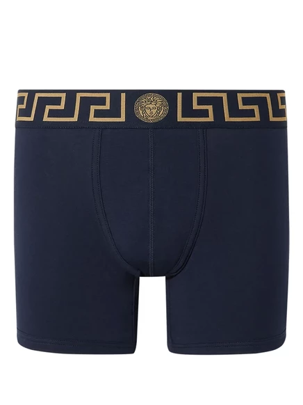 Мужские удлиненные боксеры Versace Greca, темно-синие