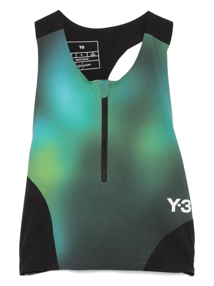 Женский спортивный топ Y-3 с абстрактным принтом, зеленый