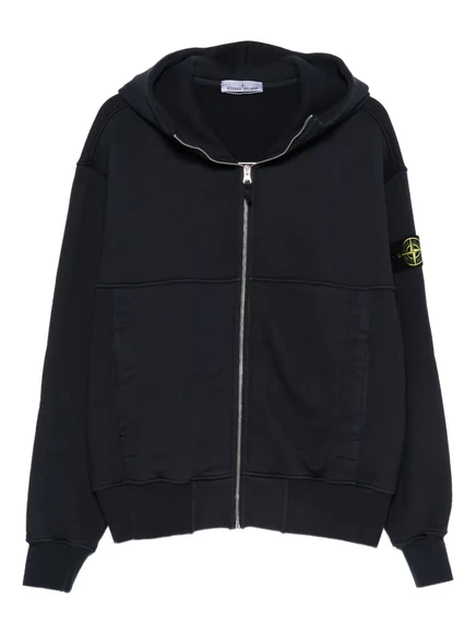 Хлопковая толстовка с капюшоном Stone Island на молнии blue