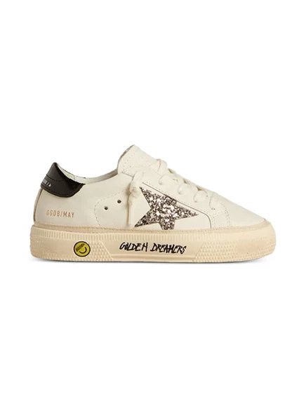 Кроссовки для мальчиков Golden Goose Kids Super-Star с глиттером, белые