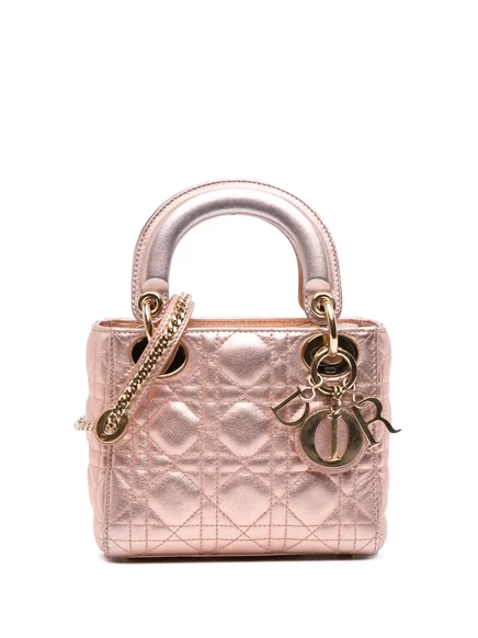 Мини-сумка Christian Dior Cannage Lady Dior из овечьей кожи, бывшая в употреблении в продаже в 2019 году pink