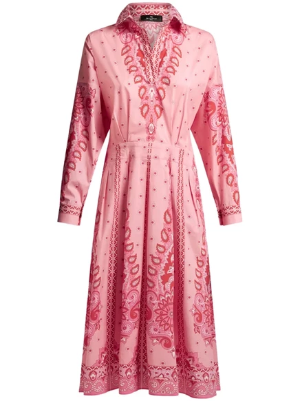 Женское платье-рубашка Etro с пейсли, розовое