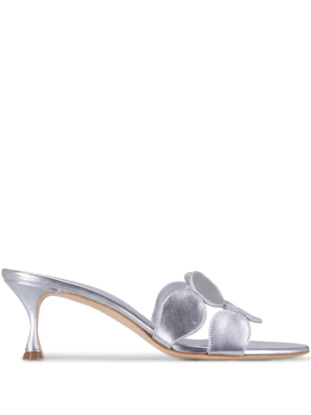 Женские босоножки Manolo Blahnik Haribalmu, серебристые