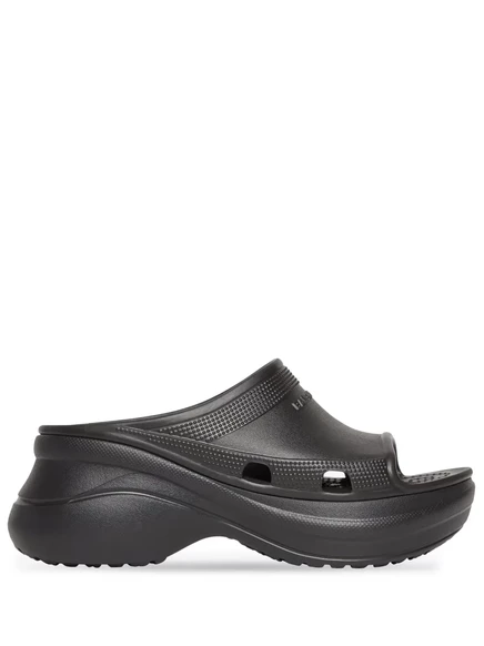 Мужские сланцы Balenciaga x Crocs перфорированные, черные
