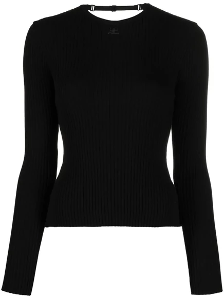 Топ Courrèges с открытой спиной в мелкую рубчик black
