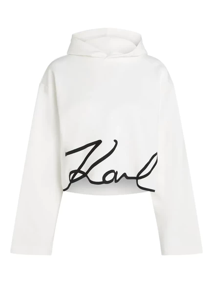 Женское худи Karl Lagerfeld укороченное с логотипом, кремовое
