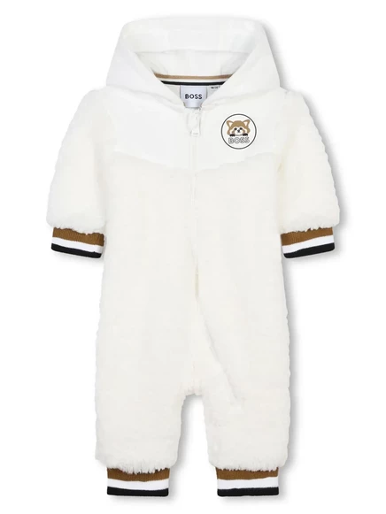 Комбинезон из искусственного шелка с аппликацией в виде логотипа BOSS Kidswear white