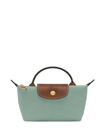 Женский кожаный клатч Longchamp Le Pliage, мятный