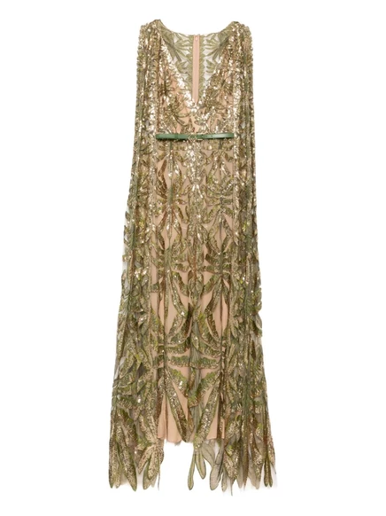 Длинное платье из тюля с вышивкой Elie Saab neutrals