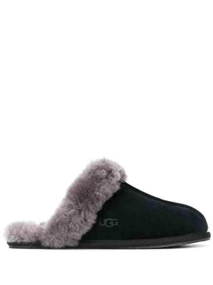 Женские тапочки UGG Scuffette II замшевые с овчиной, черные