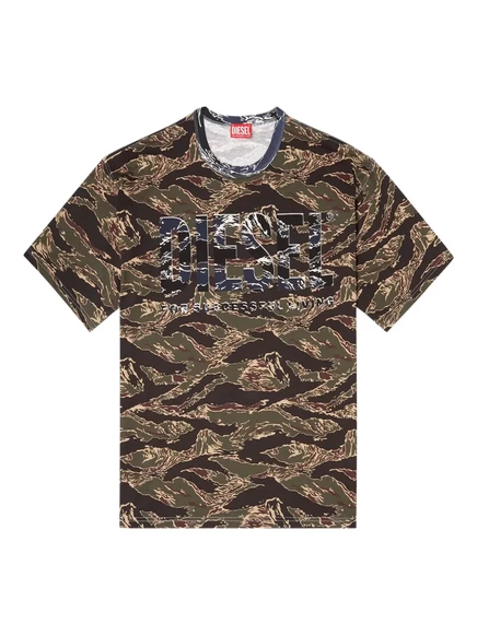 Мужская футболка Diesel T-BOXT-T22 тигровый принт, зеленая