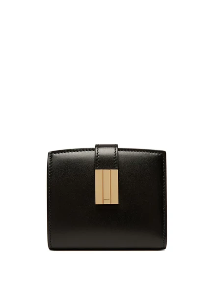 Женский кошелек Bally кожа с логотип-пластиной, черный