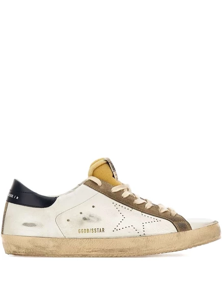 Кроссовки с низким верхом из кожи с эффектом потертости Golden Goose Super-Star neutrals