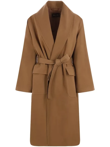 Женское двубортное пальто Loro Piana, шёлковое, коричневое
