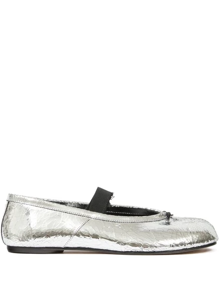 Женские балетки Maison Margiela Tabi кожаные, серебристые