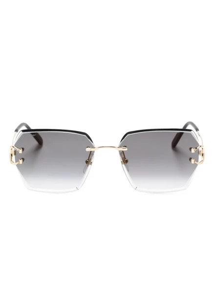 Солнцезащитные очки в геометрической оправе Cartier Eyewear Signature C de Cartier gold