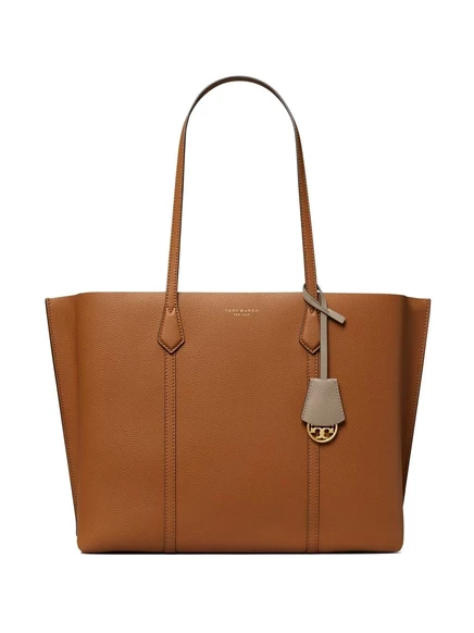 Кожаная сумка-тоут с логотипом Tory Burch brown