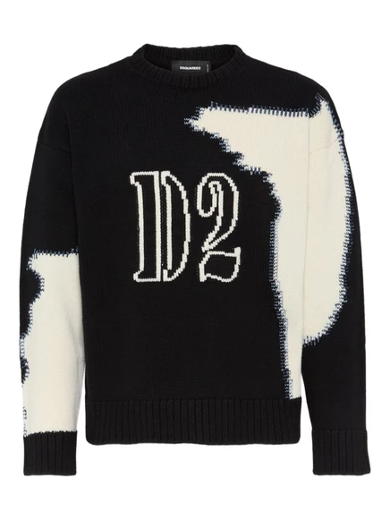 Мужской свитер DSquared2 с жаккардовым узором, черный