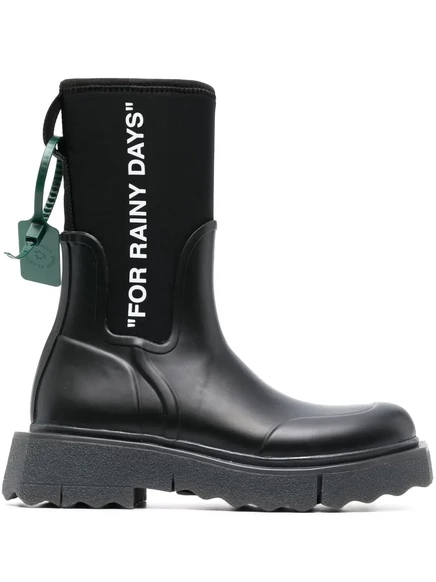 Женские резиновые сапоги Off-White с принтом, черные