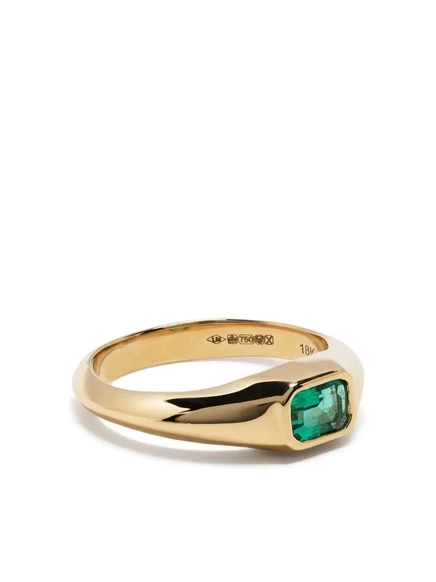 Женское кольцо-печатка Lizzie Mandler 18kt с изумрудом, золотое