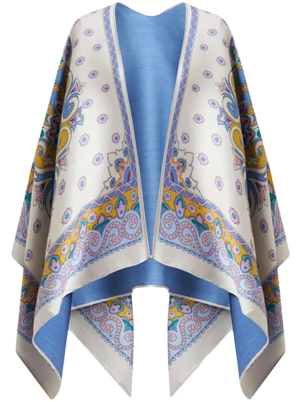 Женская накидка Etro с цветочным принтом, белая