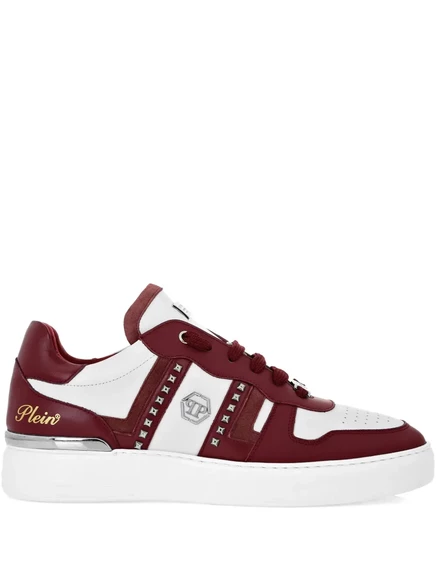 Низкие кроссовки Philipp Plein с заклепками, бордово-белые