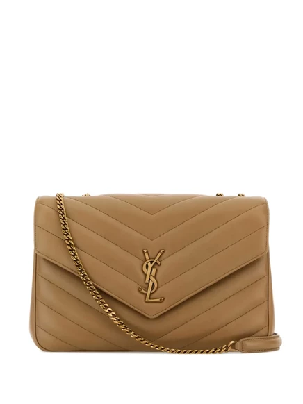 Стеганая сумка через плечо на цепочке Saint Laurent Lou Lou neutrals