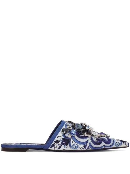 Женские мюли Dolce & Gabbana Majolica с кристаллами, синие