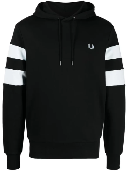 Мужское худи Fred Perry с полосами на рукаве, черное