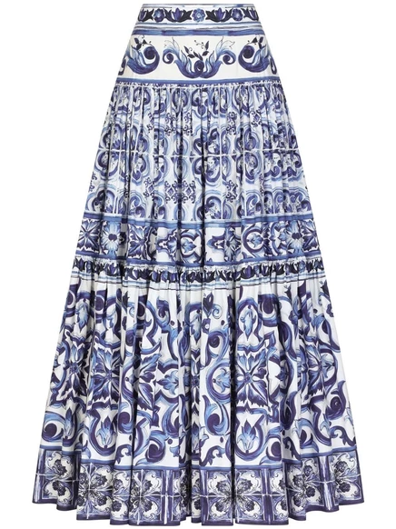 Женская юбка Dolce & Gabbana Majolica макси, синяя