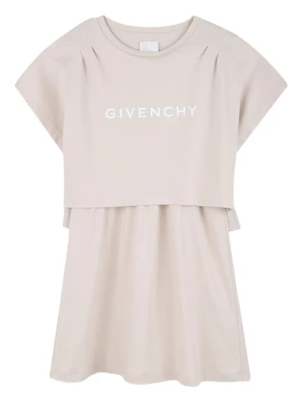 Платье для девочки Givenchy Kids с логотипом, кремовое