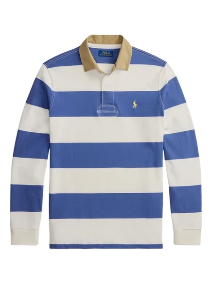 Мужская рубашка-поло Polo Ralph Lauren в полоску, сине-кремовая
