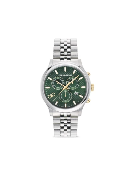 Мужские часы Ferragamo Duo Chrono 43 мм, зеленый циферблат