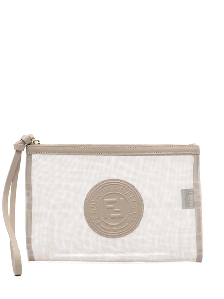 Женский клатч Fendi с логотипом, бежевый