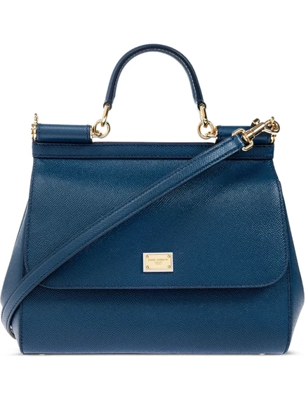 Кожаная сумка-тоут Dolce & Gabbana medium Sicily из сицилийской кожи blue