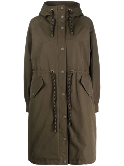 Длинное пальто-парка на завязках Woolrich green