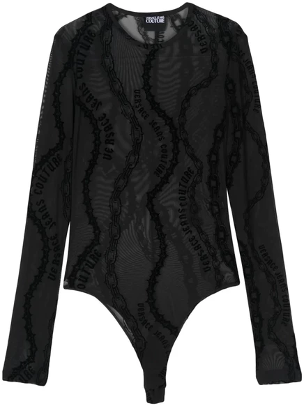 Женское боди Versace Jeans Couture с принтом Chain Couture, черное