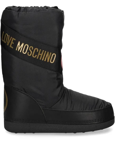 Женские зимние сапоги Love Moschino с логотипом, чёрные