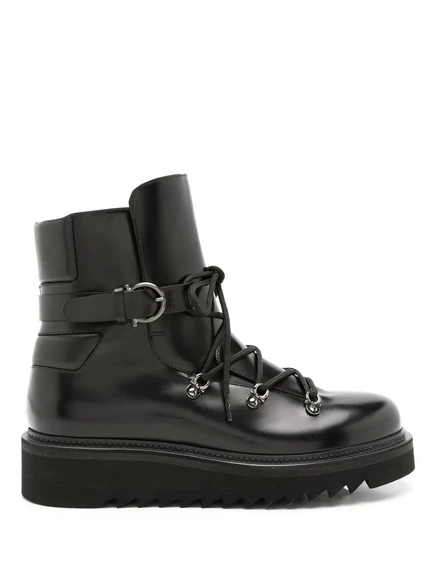 Треккинговые кожаные ботильоны Ferragamo black