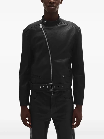 Мужская кожаная куртка Ann Demeulemeester, черная