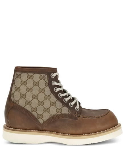 Мужские ботинки Gucci GG из кожи, коричневые