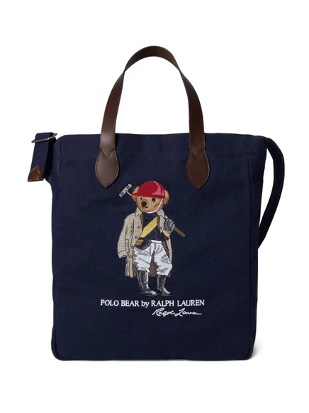 Мужская холщовая сумка-тоут Polo Ralph Lauren Polo Bear, синяя