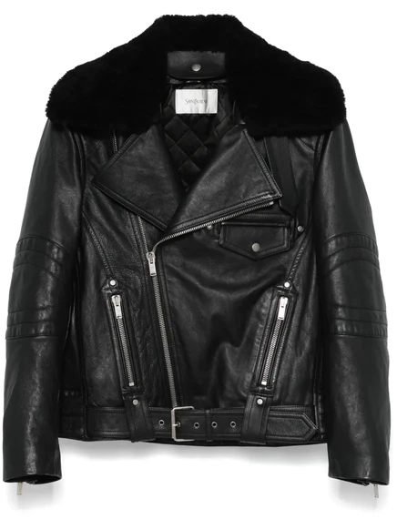 Женская байкерская куртка Saint Laurent из кожи, черная