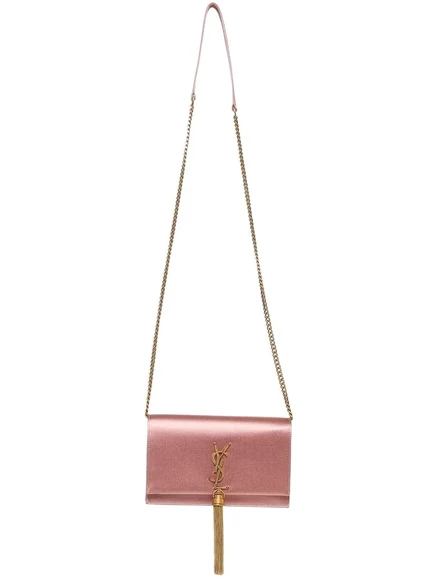 Женский клатч Saint Laurent Kate с кисточкой, розовый