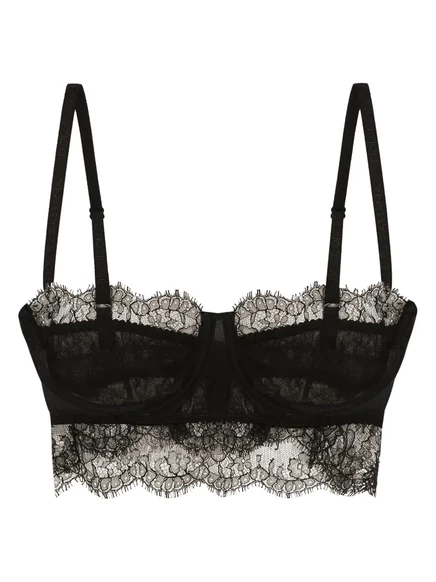 Женский кружевной бюстгальтер-балконет Dolce & Gabbana из шантильи, черный