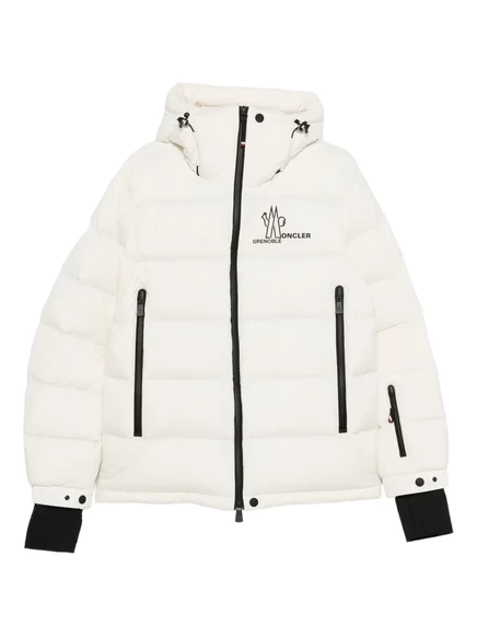 Куртка Moncler Grenoble с капюшоном, застегивающаяся на молнию white