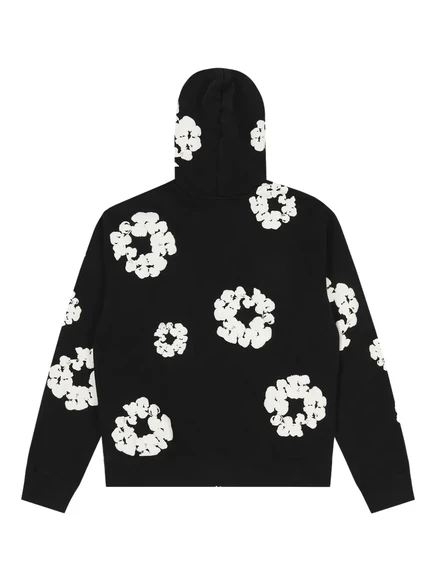 Толстовка на молнии с принтом в виде венка из джинсовой ткани Tears black