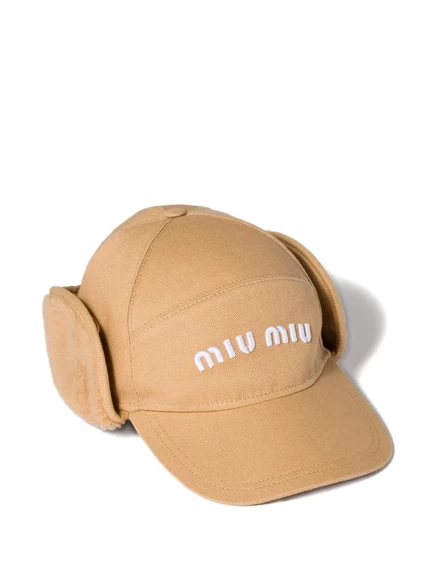 Женская кепка Miu Miu с вышитым логотипом, бежевая